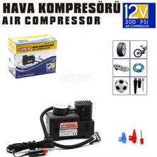PINUKS Hava Kompresörü Plastik Gövde 12V 300PSİ Siyah Oto Aksesuar Premium