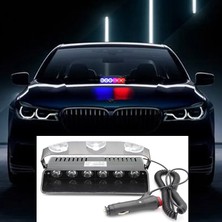 PINUKS Çakar Lamba Cam Içi 6 Ledli Kırmızı-Mavi Vantuzlu   ( 276713 ) Oto Aksesuar Premium