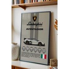 E2 Nova Lamborghini Aventador Premium V12 Araba Tablosu - Teknik Özellikli Otomobil Duvar Dekoru