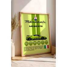 E2 Nova Maserati MC20 Gt2 Premium Yarış Arabası Tablosu - Teknik Özellikli Otomobil Duvar Dekoru