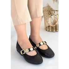 We&Me Atnis Siyah Cilt Babet Ayakkabı