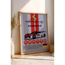 E2 Nova Porsche Mission R Premium Elektrikli Spor Araba Tablosu - Teknik Özellikli Otomobil Duvar Dekoru