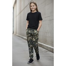 Black Steel Garson Boy Kız Kamuflaj Pantolon