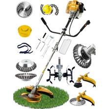 Pro Müller Alman Yan Tipi Benzinli Motorlu Ot Çalı Tırpanı Çim Biçme Makinesi Tırpan Canavar Başlık - Fırça- Çapa Aparatı