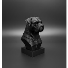 🖤 Rottweiler Köpek Büstü 10 cm | Siyah 3D Yazıcı Üretimi Dekoratif Heykel | Çevre Dostu Ürün