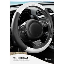 PINUKS Direksiyon Kılıfı Poşetli Geçme 38CM Noktalı Siyah Düz Beyaz F103 Oto Aksesuar Premium