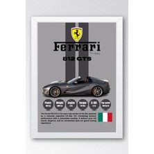 E2 Nova Ferrari 812 Gts Premium Süper Araba Tablosu - Teknik Özellikli Italyan Otomobil Duvar Dekoru