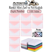 Artlantis Açık Pembe Mini Zarf 7x9 cm Not Kağıtlı 100 Adet Küçük Açık Pembe Zarf Mektup Oyun Zarfı Doğum Günü Dilekleri Zarfı