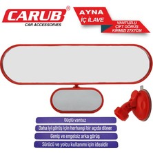 PINUKS Ayna Iç Dikiz Çift Görüşlü Vantuzlu Kırmızı 27X7CM Oto Aksesuar Premium