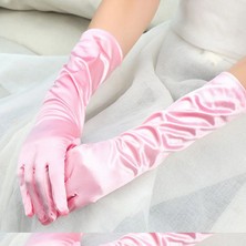 Najmaddin Uzun Boy Ekstra Parlak Saten Eldiven Pembe Renk