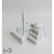 🤍 Mihrimah Sultan Camii Modeli 15X15X12 cm | Beyaz 3D Yazıcı Üretimi Dekoratif Maket | Çevre Dostu