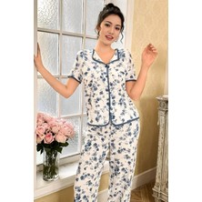Homay 2’li Çiçek Desenli Kısa Kollu Likralı Pijama Takımı