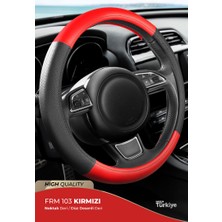 PINUKS Direksiyon Kılıfı Poşetli Geçme 38CM Noktalı Siyah Düz Kırmızı F103 Oto Aksesuar Premium