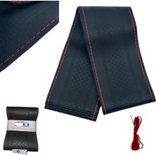 PINUKS Direksiyon Kılıfı S.deri Dikmeli Md:4  Ipi Kırmızı Oto Aksesuar Premium