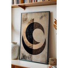 E2 Nova Modern Hat Sanatı ve Içiçe Hilal Çerçeveli Tablo - Eskitme Dokulu Manevi Duvar Dekoru