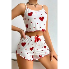 Homay 2’li Kalp Desenli Şortlu Pamuklu Pijama Takımı
