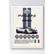 E2 Nova Pagani Zonda Premium Krem Araba Tablosu - V12 Teknik Özellikli Italyan Otomobil Duvar Dekoru