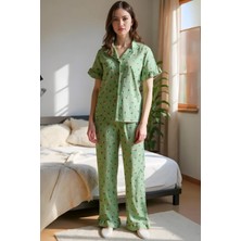 Homay 2’li Çiçek Desenli Kısa Kollu Volan Paçalı Likralı Pijama Takımı