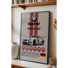 E2 Nova Bmw M6 Gtlm Premium Spor Araba Çerçeveli Tablo - Teknik Özellikli Otomobil Sever Duvar Dekoru