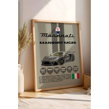 E2 Nova Maserati Mansory MC20 Premium Araba Tablosu - Teknik Özellikli Italyan Otomobil Duvar Dekoru