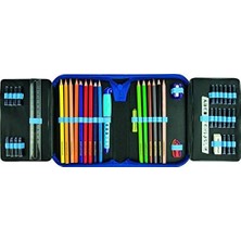 Eberhard Faber 577512 Kalem Kutusu 4 Bölme 49 Parça Mavi Tiger