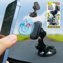 PINUKS Mıknatıslı Telefon Tutucu Kare Kafa Vantuzlu Oto Aksesuar Premium