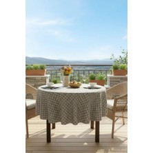 Rona Home Gri Çiçek Desenli Yuvarlak Masa Örtüsü - Leke Tutmaz Kaliteli Kumaş Lüks Mutfak ve Salon Örtüsü