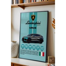 E2 Nova Lamborghini Urus Premium Suv Araba Tablosu - Teknik Özellikli Italyan Otomobil Duvar Dekoru