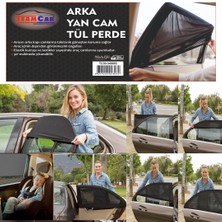 PINUKS Yan Cam Tül Perde  Siyah  Kapıya Geçme Adet Oto Aksesuar Premium