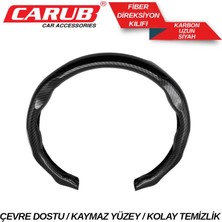 PINUKS Fiber Karbon Direksiyon Kılıfı Uzun Siyah Kutulu Oto Aksesuar Premium