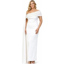 Simli Askılı Yırtmaçlı Uzun Abiye