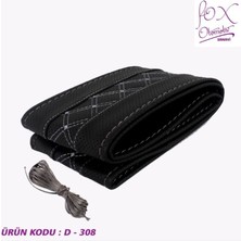 PINUKS Direksiyon Kılıfı Dikmeli Çember Lüx Nakışlı Gri Oto Aksesuar Premium