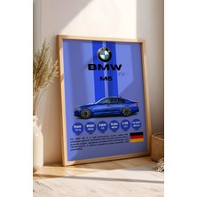 E2 Nova Bmw M5 Premium Spor Araba Çerçeveli Tablo - Teknik Özellikli Otomobil Sever Duvar Dekoru