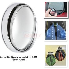 PINUKS Ayna Kör Nokta Yuvarlak 75MM  Ayarlı Nikelaj Oto Aksesuar Premium
