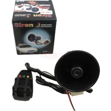PINUKS Siren 3 Sesli Elektronik Mikrofonlu Siyah   12V-40W Oto Aksesuar Premium
