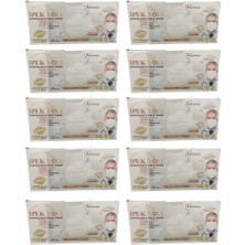İpekyolu Tek Kullanımlık Maske 3 Katlı Telli Meltblownlu 50'li Kutu - Beyaz x 10 Kutu