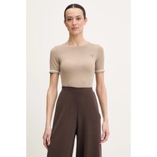 Guess Pepi 4g Dikişsiz Kısa Kollu Kadın Bej Top V6RP02Z4692-FNL8