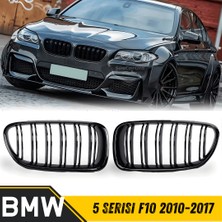 Caralp Bmw 5 Serisi F10 2010-2017 Uyumlu Ön Panjur Böbrek M5 Görünüm Izgara Çift Çizgi Ithal Piano Black 1.sınıf Sağ Sol Takım