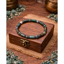 Sufi Tesbih Esans Ve Hediyelik Hint Akik Taşı Bileklik – Silindir Kesim Yeşil Akik – Erkek & Unisex Doğal Taş Bileklik – Elastik Misinalı Şık Tasarım