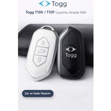 Togg T10X T10F Anahtar Kılıfı Aksesuar Beyaz-Gümüş