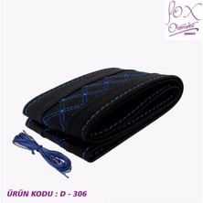 PINUKS Direksiyon Kılıfı Dikmeli Çember Lüx Nakışlı Mavi Oto Aksesuar Premium