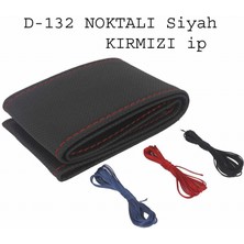 PINUKS Direksiyon Kılıfı Dikmeli Noktalı Siyah Kırmızı Dikiş Oto Aksesuar Premium