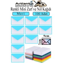 Artlantis Mavi Mini Zarf 7x9 cm Not Kağıtlı 100 Adet Küçük Mavi Zarf Mektup Oyun Zarfı Doğum Günü Dilekleri Zarfı Canlı Renk