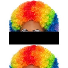 Najmaddin Rengarenk Kıvırcık Afro Peruk Bonus Saç