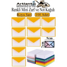 Artlantis Koyu Sarı Mini Zarf 7x9 cm Not Kağıtlı 100 Adet Küçük Koyu Sarı Zarf Mektup Oyun Zarfı Doğum Günü Dilekleri Zarfı Canlı