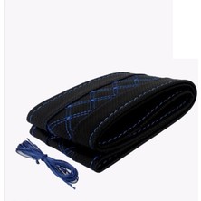 PINUKS Direksiyon Kılıfı Dikmeli Pedli 48CM Çember Nakışlı Mavi  D306 Oto Aksesuar Premium