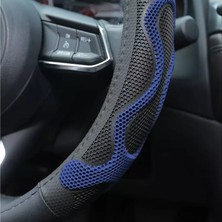 PINUKS Direksiyon Kılıfı Poşetli Geçme 38CM 3 Boyutlu Noktalı Siyah Mavi Oto Aksesuar Premium