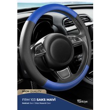 PINUKS Direksiyon Kılıfı Poşetli Geçme 38CM Noktalı Siyah Düz Mavi  F103 Oto Aksesuar Premium