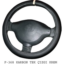 PINUKS Direksiyon Kılıfı Poşetli Geçme 38CM Karbon Tek Çizgi Bej Oto Aksesuar Premium