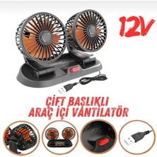 PINUKS Vantilatör Torpido Üstü Iki Fanlı Ayarlı  12V USB Çıkışlı Oto Aksesuar Premium